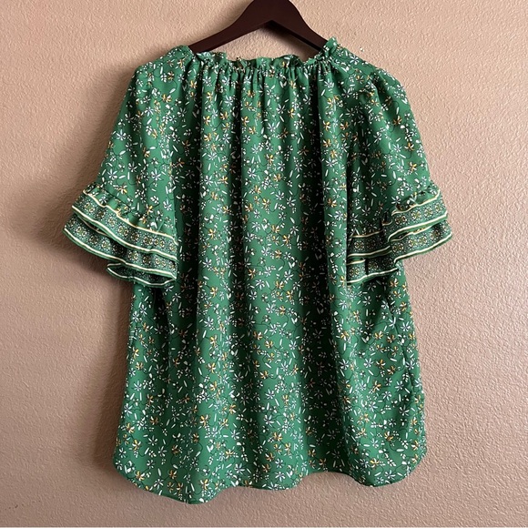 Max Studio Front Tie Ruffle Sleeve Floral Blouse Size 1X - Picture 7 of 9